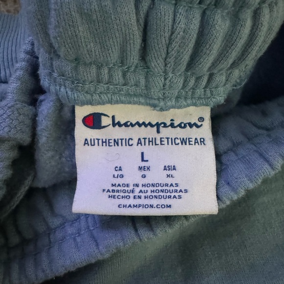 Large Baby Blue champion sweatpants with dark blue lettering and symbol - Picture 3 of 3